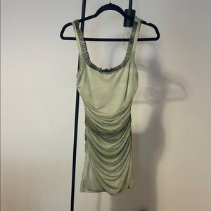 Green Ruched Mini Dress